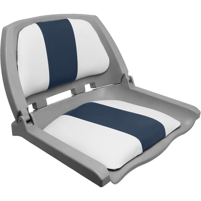 Folding Plastic Boat Seat White-Blue