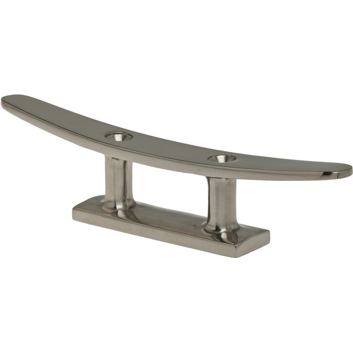 Flat Cleat 125mm with Base Plate SS316