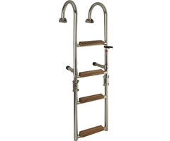 Folding Boat Ladder 4 Wooden Steps 91x25cm SS316