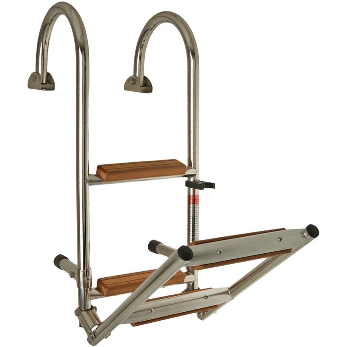 Folding Boat Ladder 4 Wooden Steps 91x25cm SS316