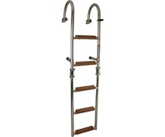 Opvouwbare Zwemtrap Rvs 5 Houten Treden 111x25cm