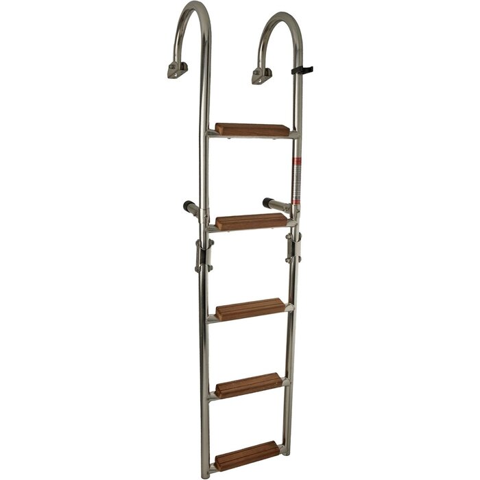Opvouwbare Zwemtrap Rvs 5 Houten Treden 111x25cm