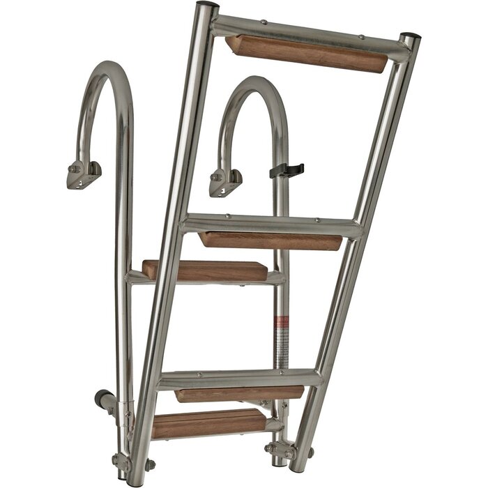 Opvouwbare Zwemtrap Rvs 5 Houten Treden 111x25cm