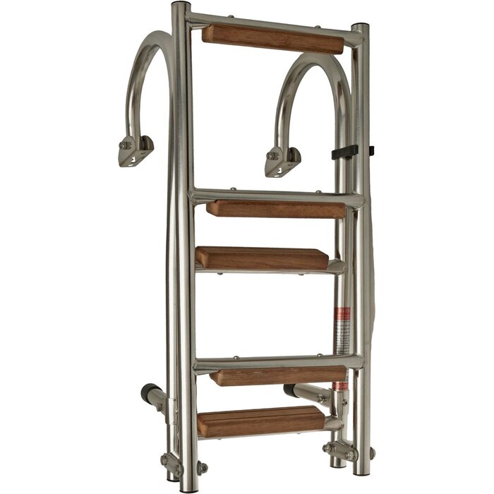 Opvouwbare Zwemtrap Rvs 5 Houten Treden 111x25cm