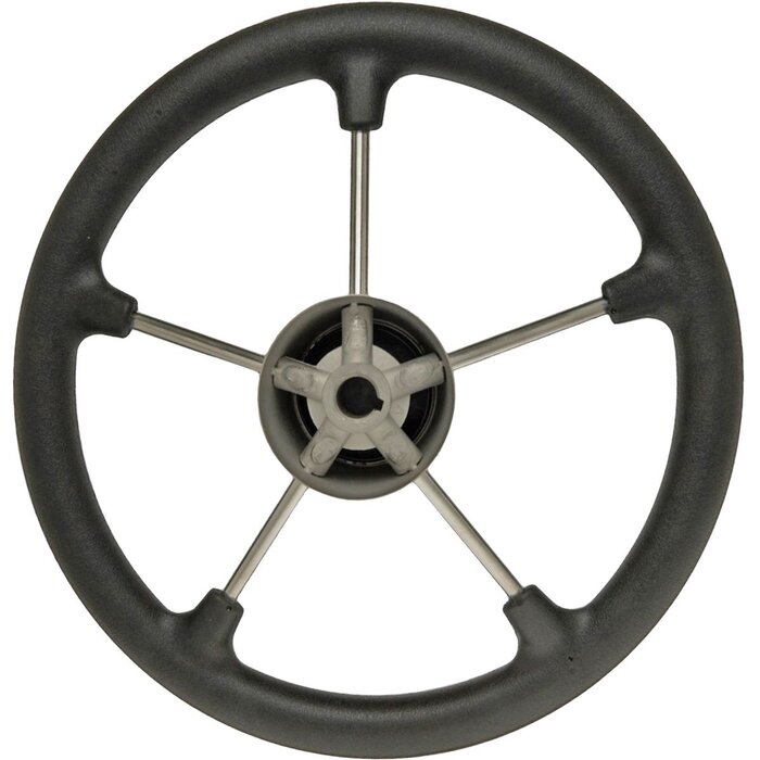 Stainless Steel Boat Steering Wheel 355mm with Black Polyurethane Grip