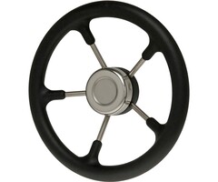 Rvs Stuurwiel Boot 325mm met Zwarte Polyurethaan Grip