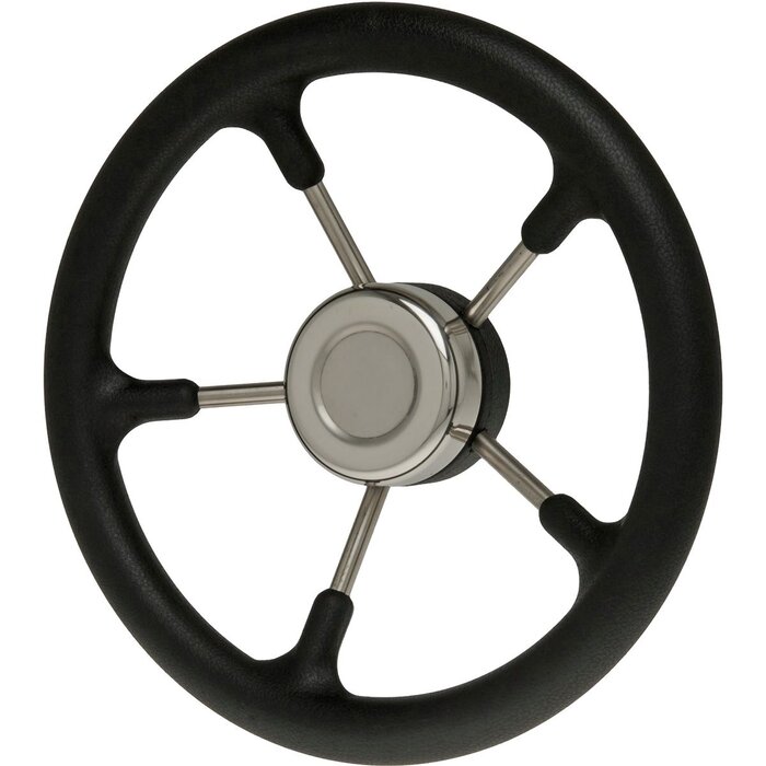 Rvs Stuurwiel Boot 325mm met Zwarte Polyurethaan Grip