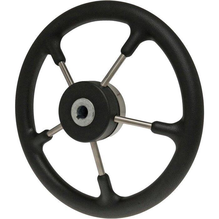 Rvs Stuurwiel Boot 325mm met Zwarte Polyurethaan Grip