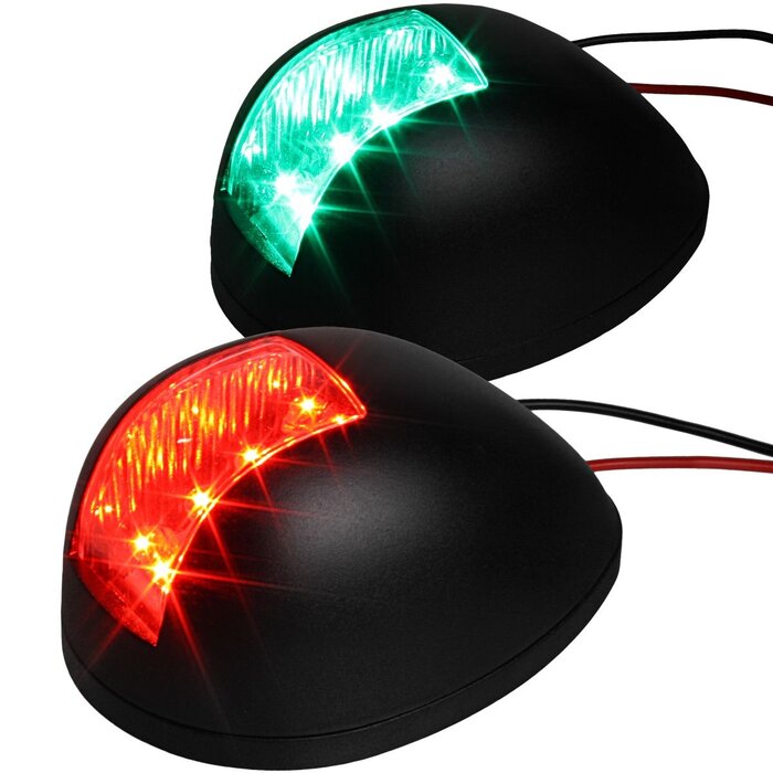 Port & Starboard LED Navigation Lights 80mm Up To 12m Black