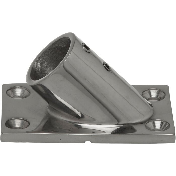 Railingsteun 25mm 45 graden met Rechte Voet Rvs