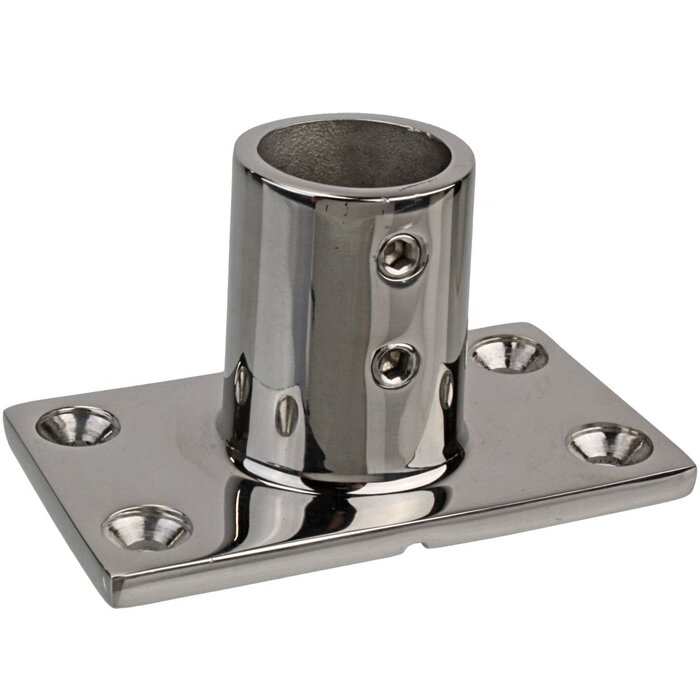 Railingsteun 25mm 90 graden met Rechte Voet Rvs