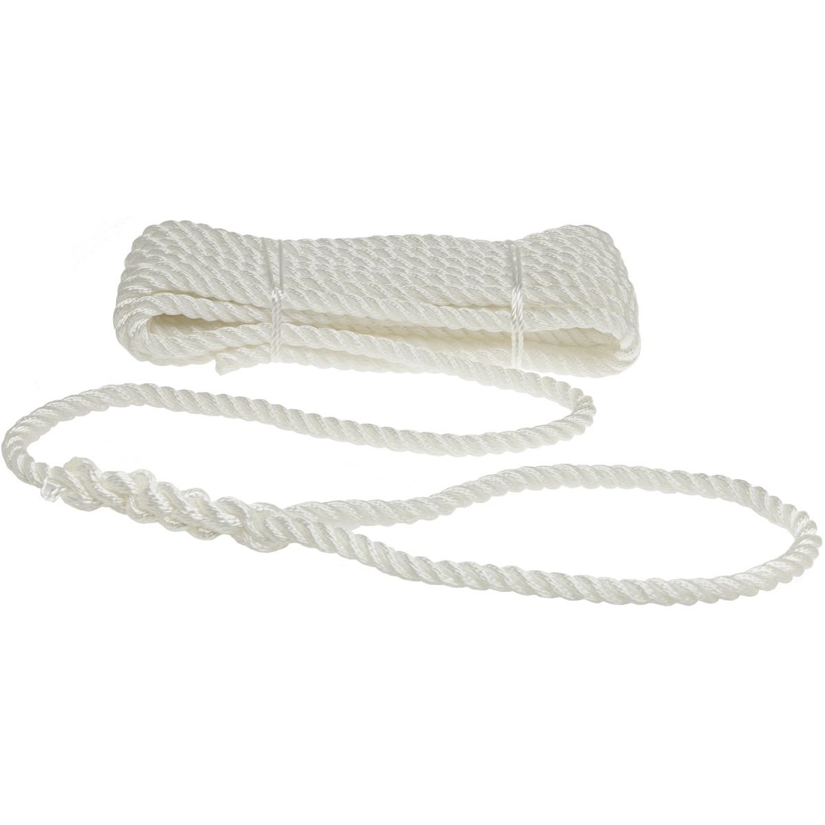 10mm x 4m Mooring Rope with Loop 3-Strand Polyester White