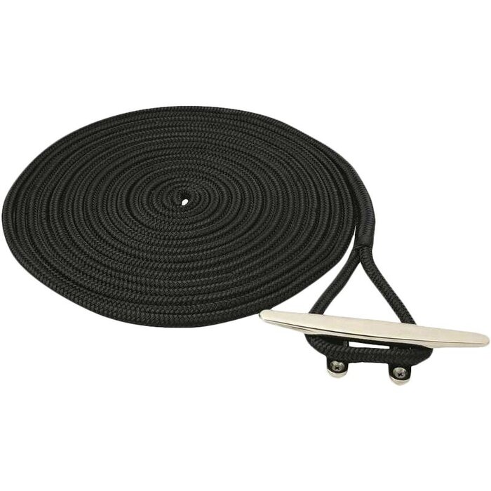 10mm x 6m Mooring Line with Loop Deluxe Polyester Black