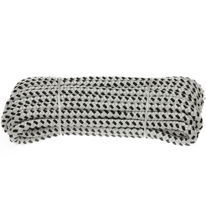 12mm x 6m Landvast met Lus Deluxe Polyester Wit-Zwart