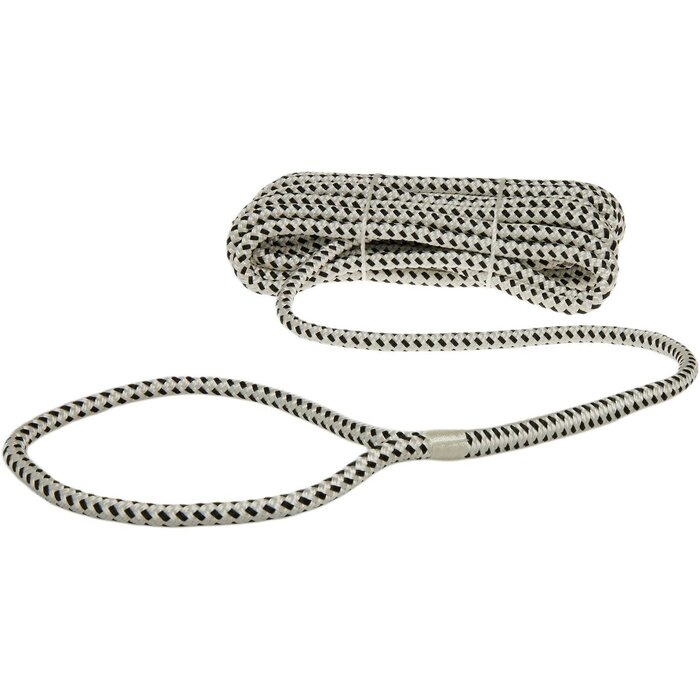 14mm x 15m Mooring Line with Loop Deluxe Polyester White-Black