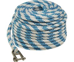 8mm x 25m Pre-Spliced Main Halyard with D-Shackle White-Blue