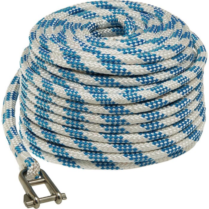 8mm x 25m Zeilval met Gesplitste Sluiting Wit-Blauw