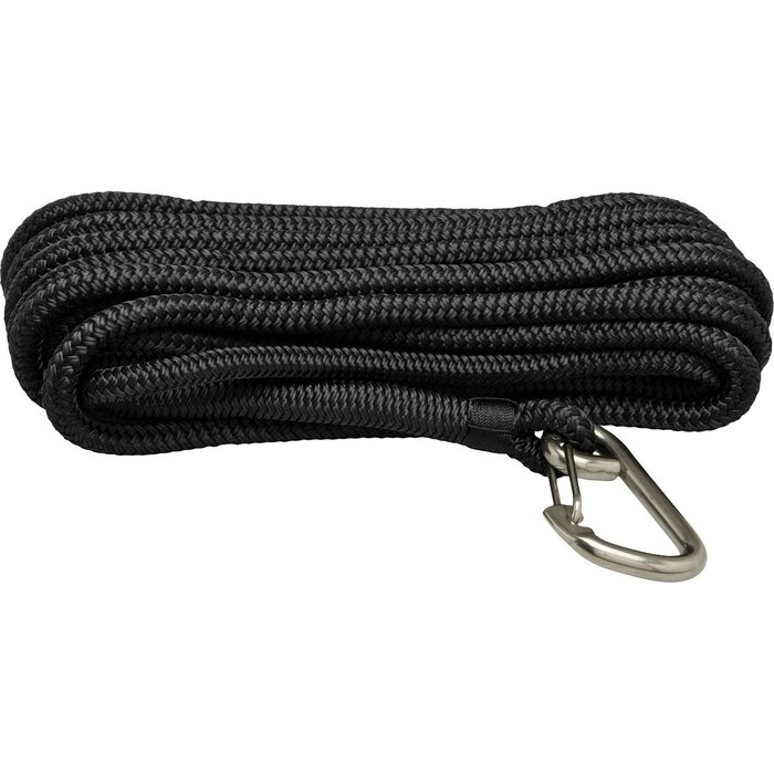 12mm x 5m Mooring Line with Snap Hook Polyester Black
