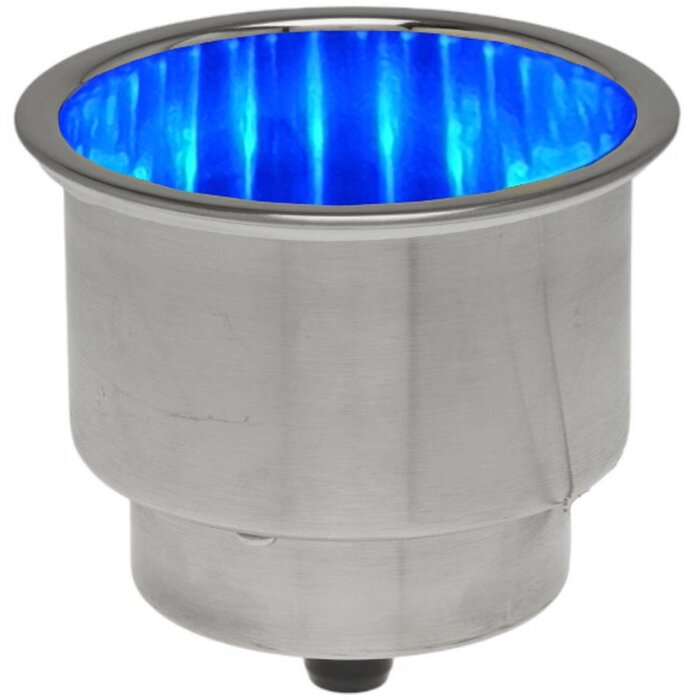 Blue LED Boat Cup Holder Insert with Drain SS304