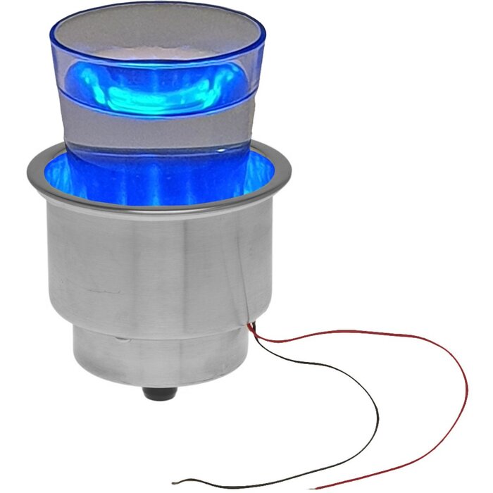 Blue LED Boat Cup Holder Insert with Drain SS304