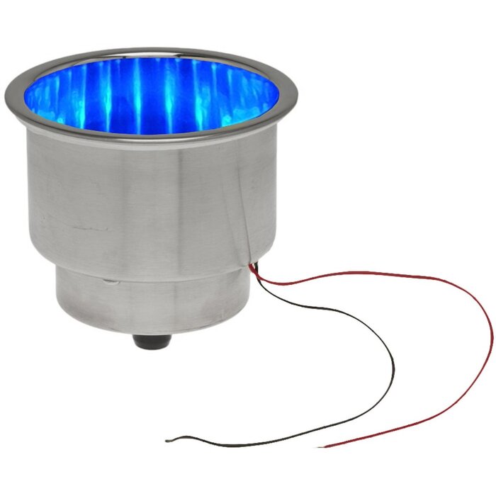 Blue LED Boat Cup Holder Insert with Drain SS304