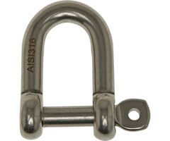 6mm Captive Pin D-Shackle SS316