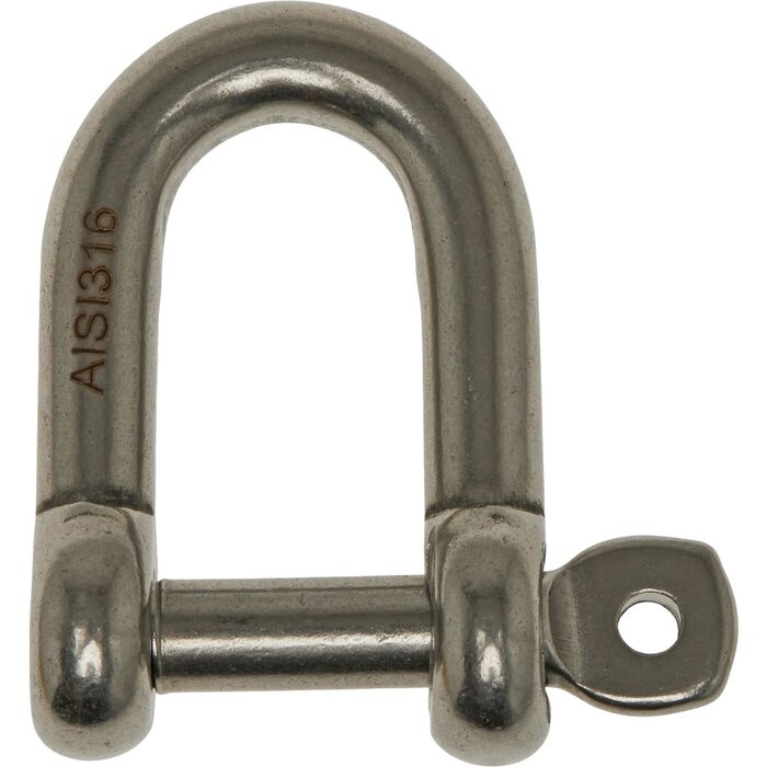 6mm Captive Pin D-Shackle SS316
