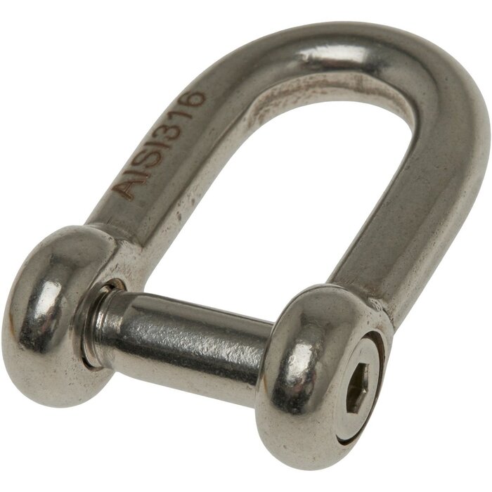 6mm D-Shackle with Hex Key SS316