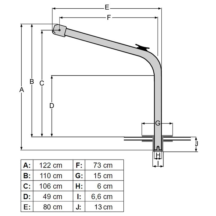 Davit Rvs 122cm x 80cm