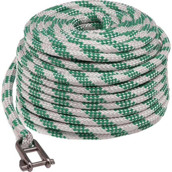 8mm x 25m Zeilval met Gesplitste Sluiting Wit-Groen