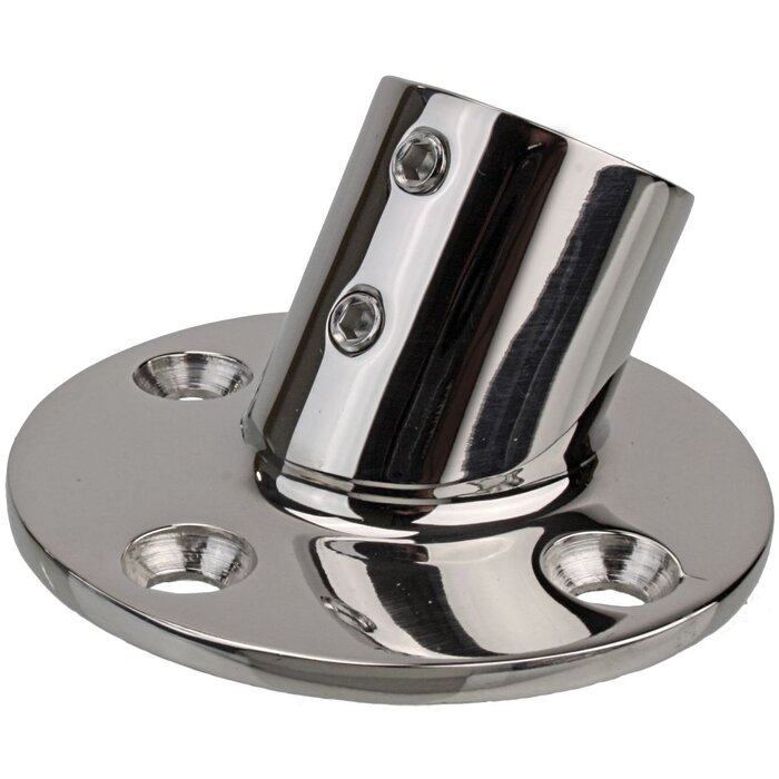 Railingsteun 22mm 60 graden met Ronde Voet Rvs