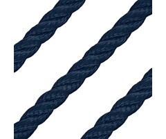 12mm Landvast & Ankerlijn 3-Strengs Polyester Blauw