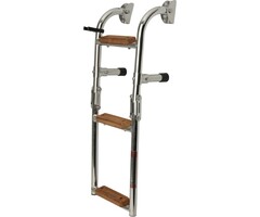 Folding Boat Ladder 3 Wooden Steps 60x22cm SS316