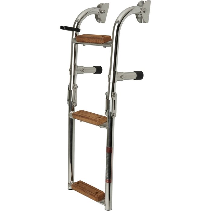 Opvouwbare Zwemtrap Rvs 3 Houten Treden 60x22cm