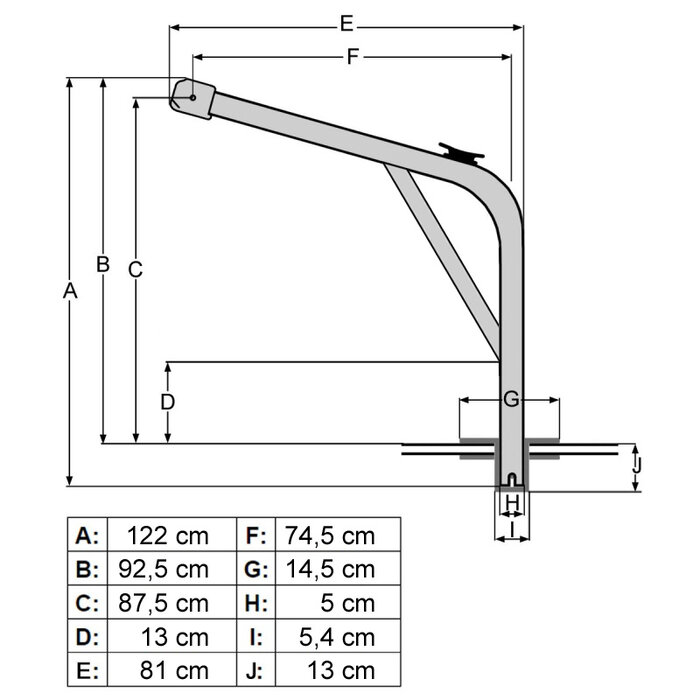 Davit Rvs 104cm x 81cm
