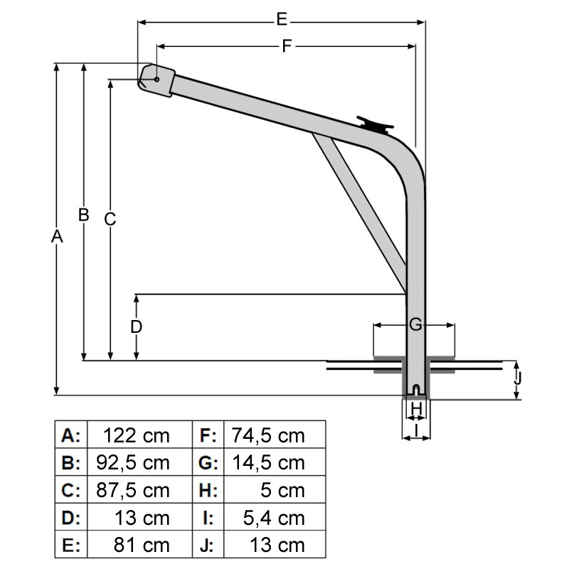 Davit Rvs 104cm x 81cm