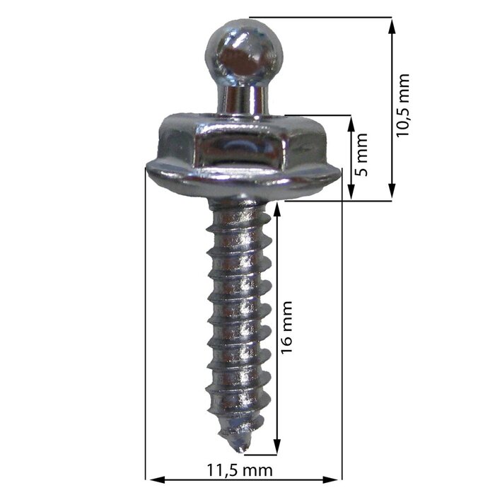 Loxx Tenax Stud with Screw 4x16mm Brass Nickel Plated Set of 5