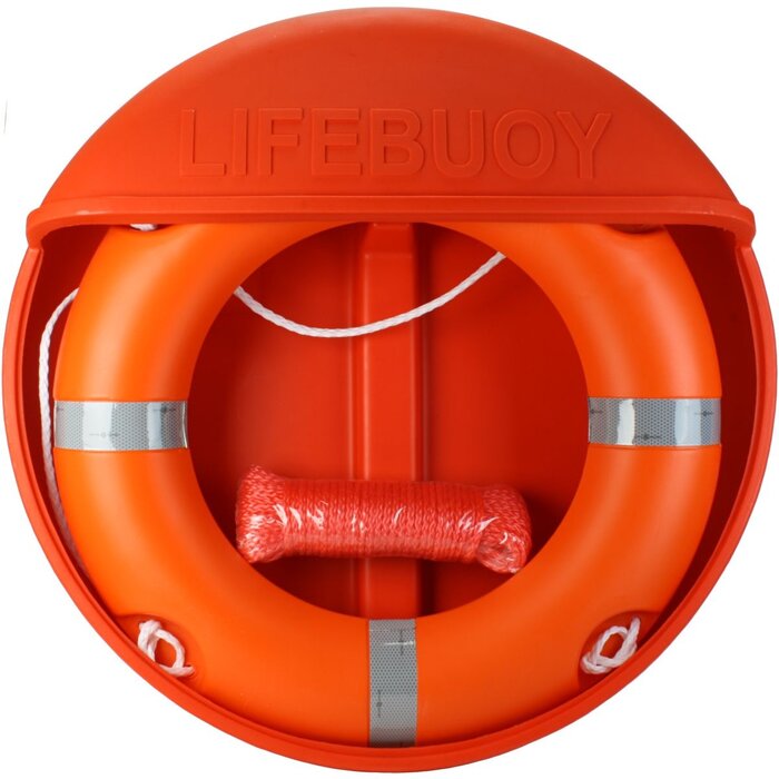 Reddingsboei In Kast op Paal met Reddingslijn