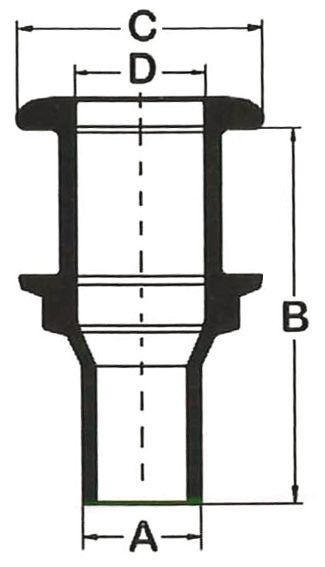 dimensions of through hull fitting