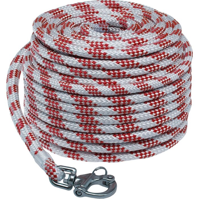 8mm x 25m Pre-Spliced Main Halyard with Snap Shackle White-Red