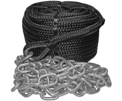 10mm Anchor Rope 30m with 6mm x 160cm Chain Black