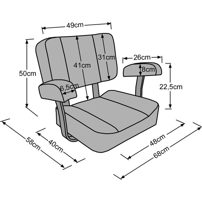 Boat Seat with Armrest 50x68x58cm Navy Blue