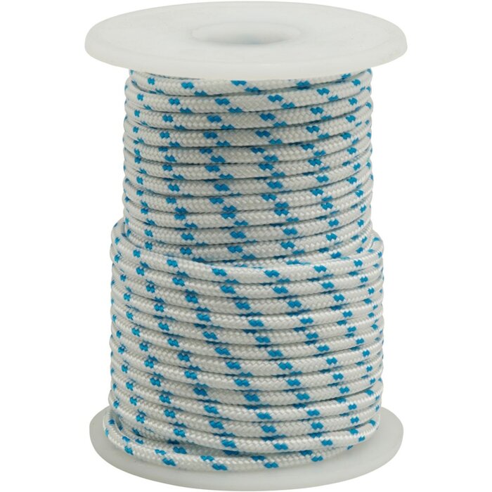 3mm Polyester Lijn op Rol 15m Wit-Blauw