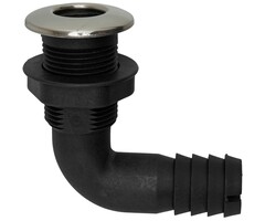Through Hull Fitting 90 Degrees 1 1/8" Nylon & SS316