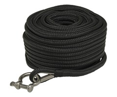 Ankerloodlijn 12mm x 15m Polyester Zwart