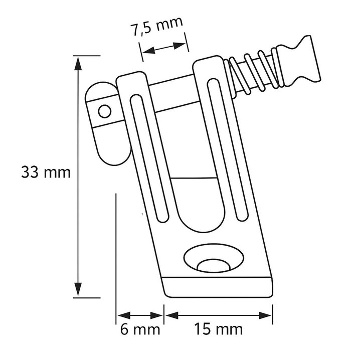 Angled Deck Hinge 54x17x33 with Removable Pin SS316