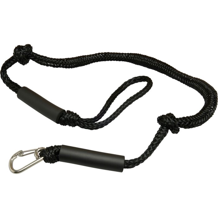 Bungee dock line with loop and carabiner 120–175cm black