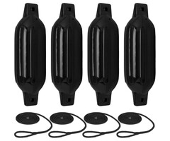 Fenders with Rope 33x9cm set of 4 Black