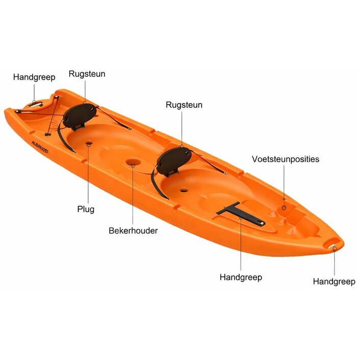 Albatross Sit On Top 2 + 2 Persoons Familie Kano 340cm Oranje