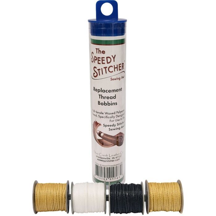 4 Bobbins with Waxed Thread for Speedy Stitcher